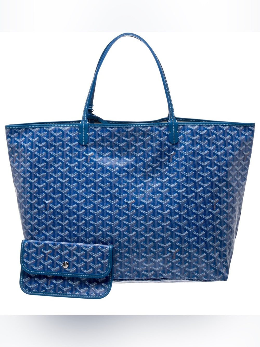 Goyard Blue Patterned Tote with Matching Pouch